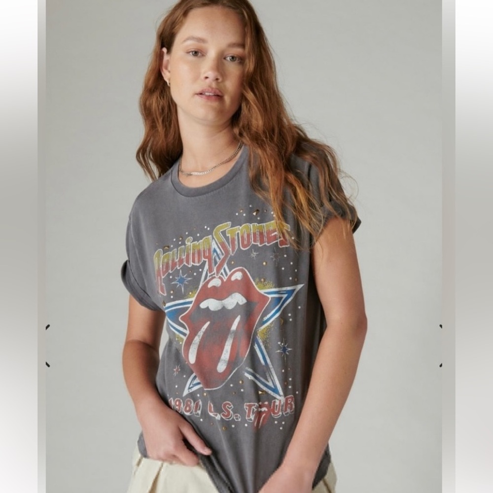 Lucky Brand Rolling Stones Gray Graphic Tee size large